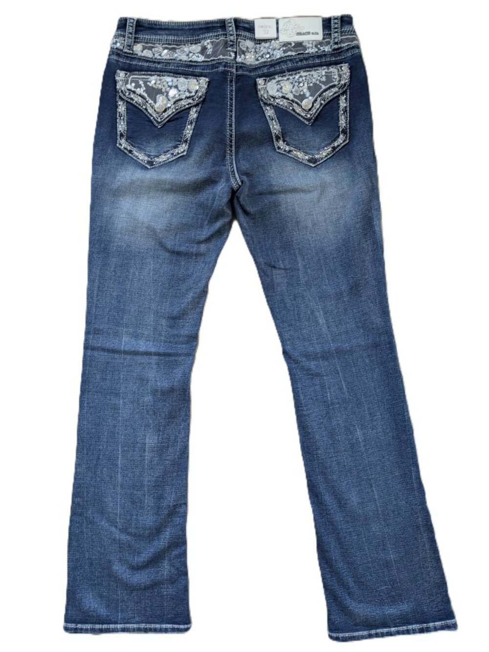 GRACE IN LA Easy Fit Embellished Bootcut Jeans | Size 32